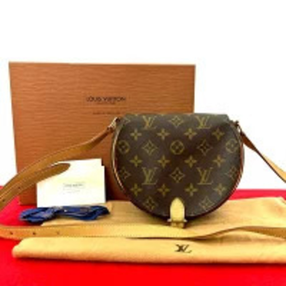 Louis Vuitton Tambourin Monogram Leather Pochette Shoulder Bag Brown